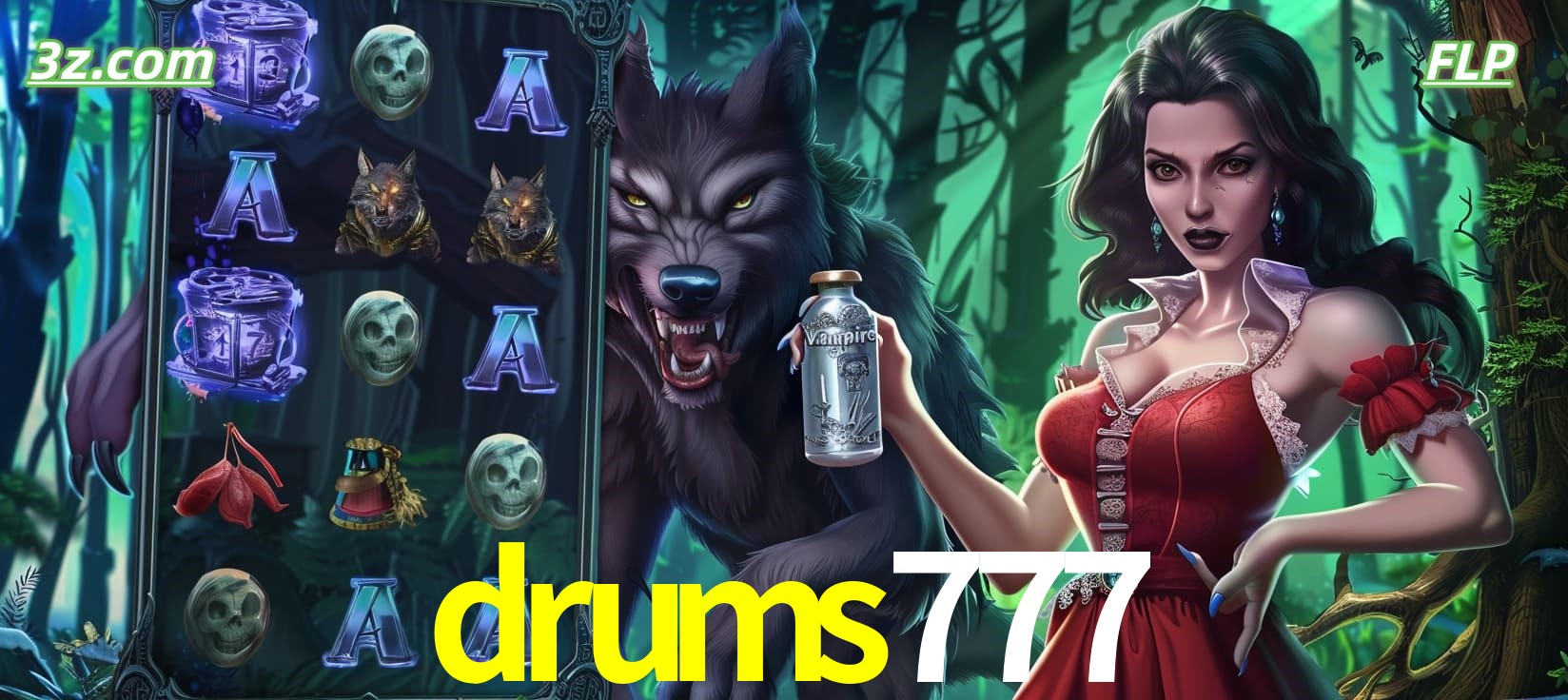 Slots online tema de lobisomem e vampira no drums777 cassino Brasil