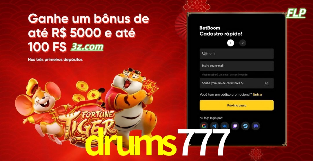 drums777 cassino Brasil bônus de boas-vindas até R$5000 e 100 free spins